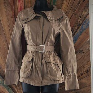 Marella Sport beige cropped trench/windbreaker jacket Sz 6 pockets